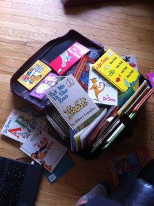 A suitcase full of books from when I was a little girl. Some even belonged to my Dad.